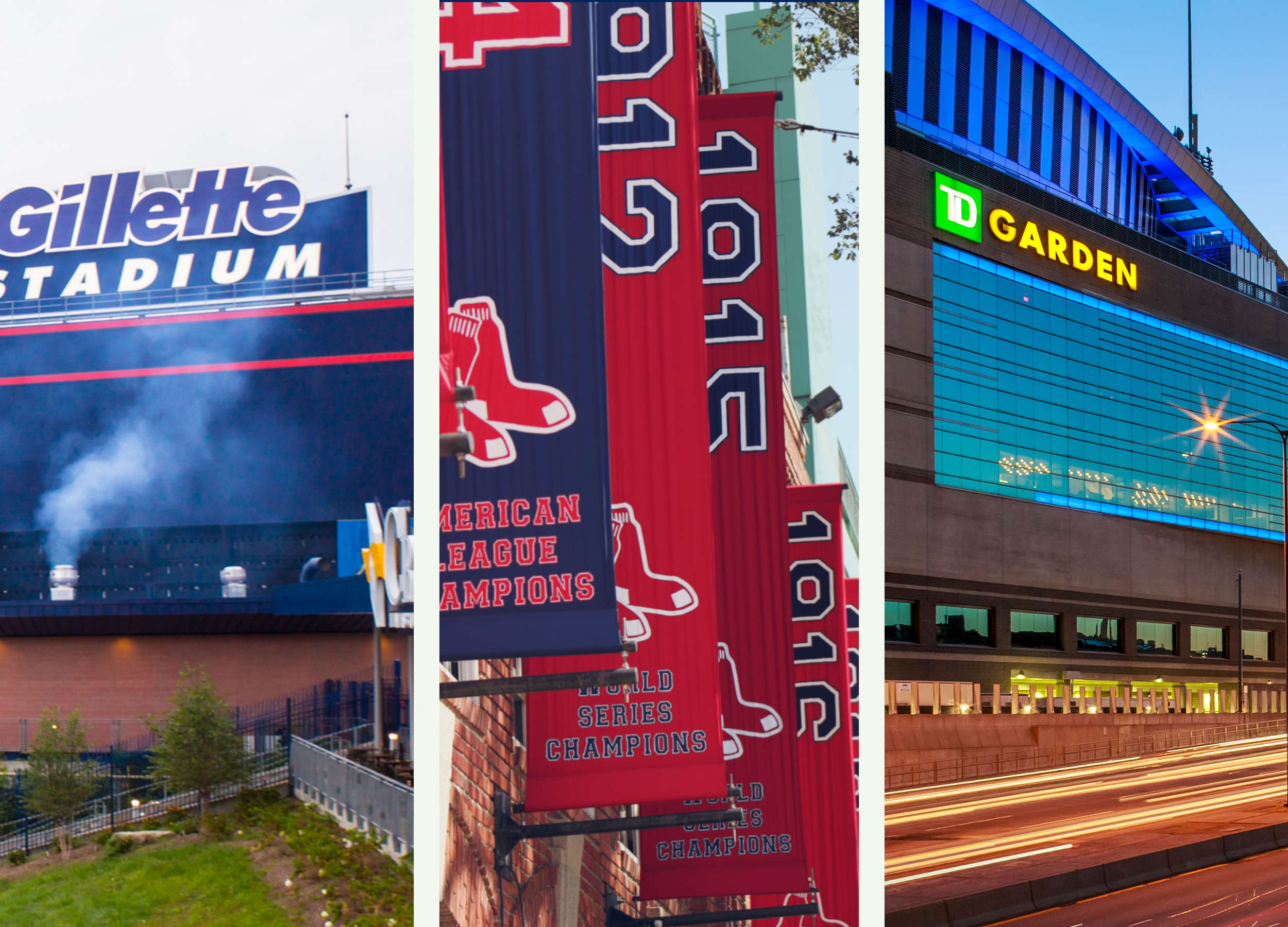 Boston stadiums - Gilette, Fenway, TD Garden